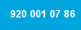 920 001 07 86 920 001 07 86